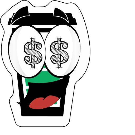 money, money icon, acid sticker, eyes dollars, coloring money icon