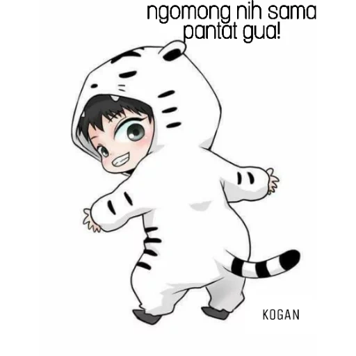 chibi, tigre branco chibi, ilustração fofa, chibi bts kigurumi, padrão bonito anime