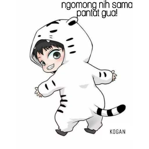 chibi, chibi harimau putih, ilustrasi itu lucu, chibi bts kigurumi, gambar lucu anime