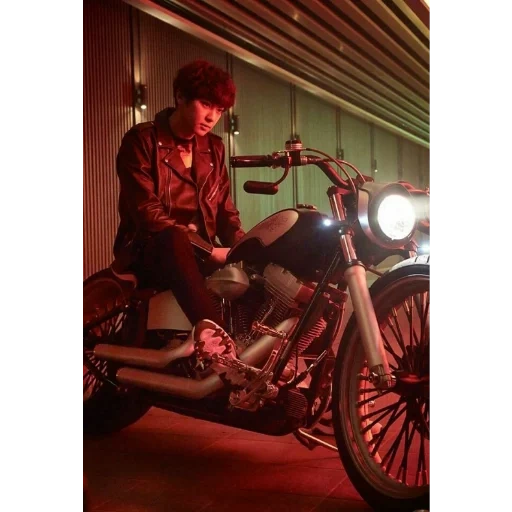 human, pak chanyeol, vida series, sehun motorcycle, cafe racer motorcycle