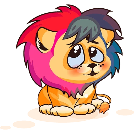 the lion cub is sad, lion c draw, sad lion, lion cartoon, cartoon lion cub