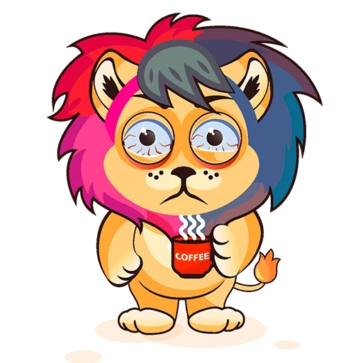 gracioso, pequeño león, león triste, pequeña caricatura de león, pequeña caricatura de león