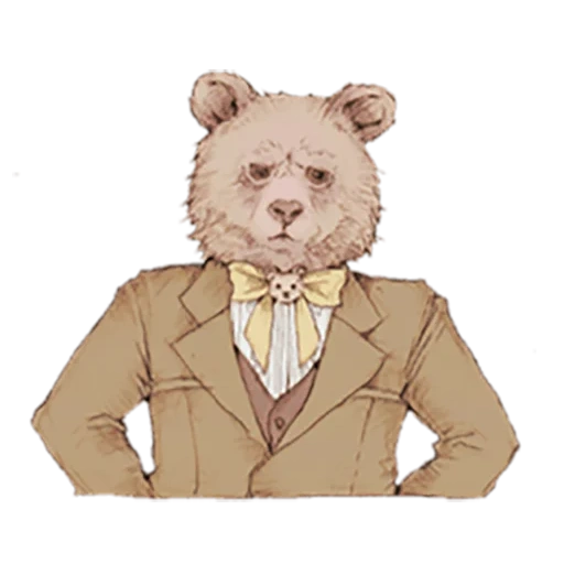 beruang, kelinci beruang, jaket beruang, ilustrasi wombat, business suit bear