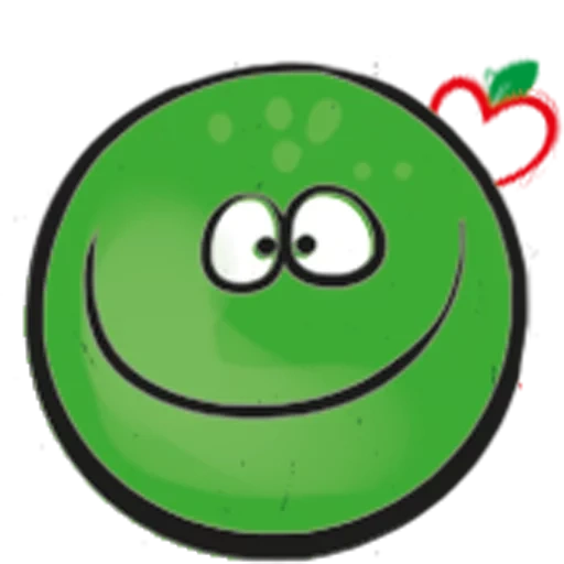 clipart, red bol 4, palla verde, smiley verde, smiley sorridente verde