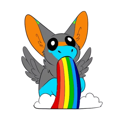 anime, umano, il gatto con un arcobaleno, rainbow di gatto, kitten rainbow