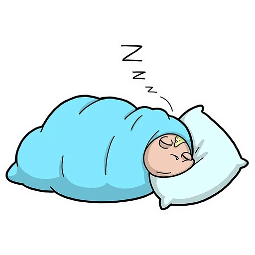 ilustrasi, gambar tidur, 2d clipart tidur, pria tidur, kartun menggigil