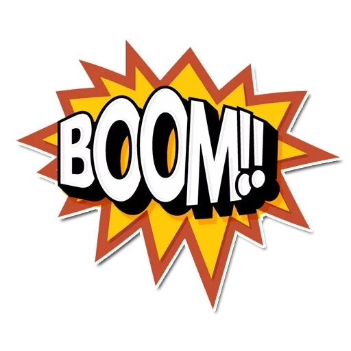 boom, boom, boom della pop art, adesivi boom, logo happy boom