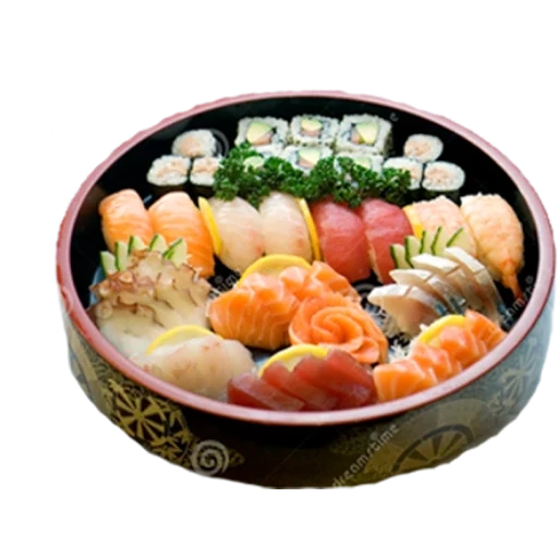 суши, японская кухня суши, суши круглой тарелке, японская еда круглой, император ролл набор сушиед