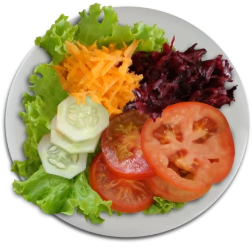 салат, салат тарелке, листья салата, предметы столе, овощная нарезка
