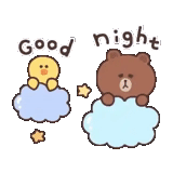 line friends, good night bear, good night гифки, мишка лайн френдс браун, milk mocha bear good night