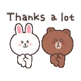 line friends, dessin de kawai, brown friends, bear and rabbit love, gif ténor sur l’amour de l’étreinte