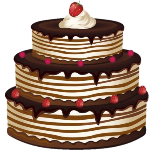 торт рисунок, торт клипарт, торт без фона, торт прозрачном фоне, трехъярусный торт белом фоне
