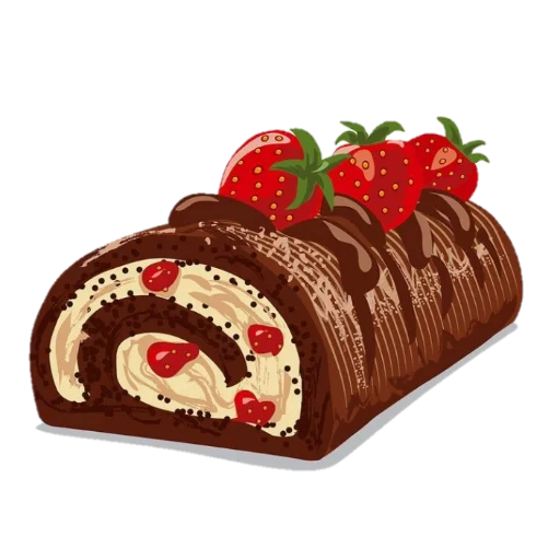 торт, рулет десерт, шоколадный рулет, шоколадно клубничный торт, шоколадный торт клубникой