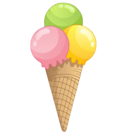 мороженое, рожок мороженое, шарик мороженого, мороженое разноцветное, мороженое прозрачном фоне