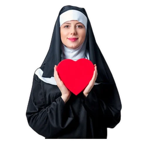 nonne, nonne, die nonne mit einem weißen hintergrund, glückliche nonnen, katholische nonnen jung