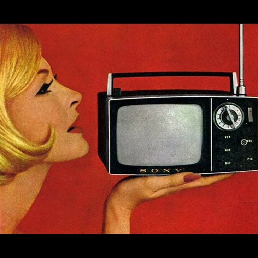 retro tv, poster with the ussr tv, retro tv advertising, the very first television advertisement in the ussr, electronics 408d