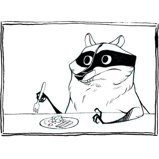 cómic de mapache, simkaye raccoon, dibujo de mapache, comics sobre mapaches, comics sobre cuentas de mapache