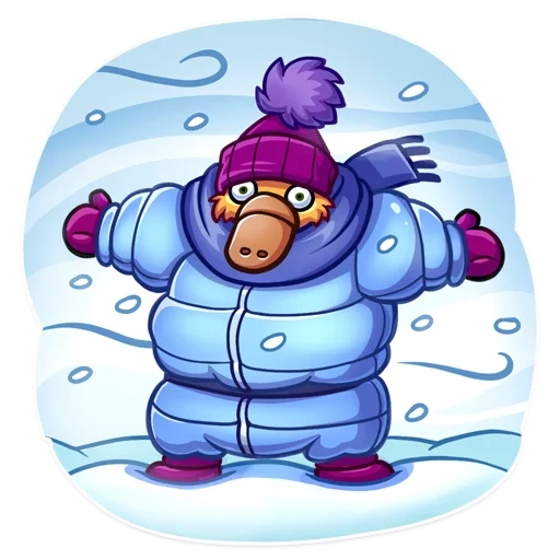 do not freeze, snow ball, winter clipart, cooper the platypus
