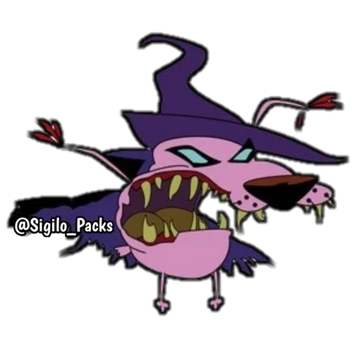 аниме, монстры, вымышленный персонаж, фиолетовый покемон генгар, кураж трусливый пес монстры