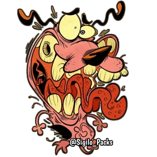 figure, looney tunes, cartoon character, a timid dog, psychedelic picture