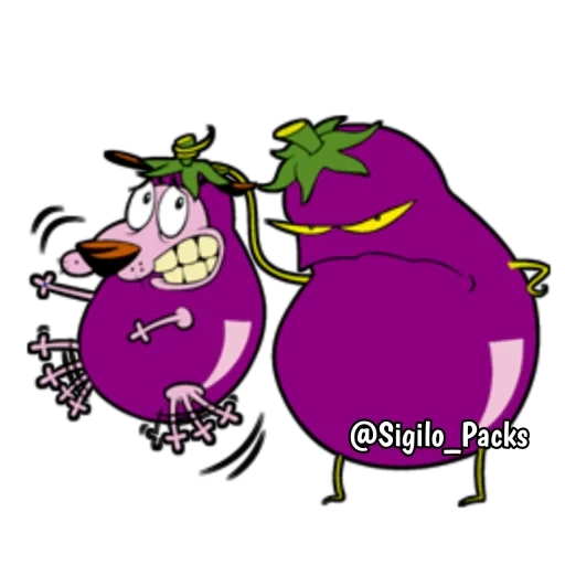 aubergines, mauvaise aubergine, hilarant aubergine, courage lâche chien aubergine