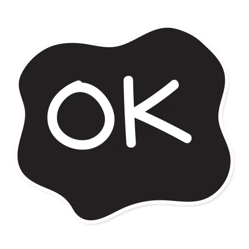 badge, ok button, inscription ok, copywriting