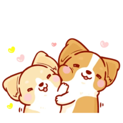 corgi, papa, chiens, chiens kawaii, dessins du kawa du chien