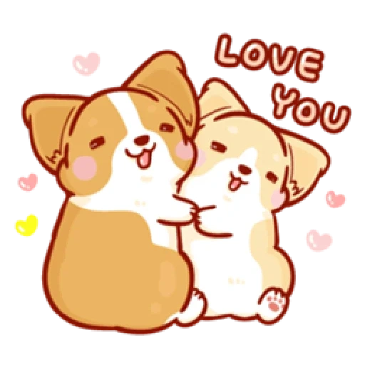 corgi, chiens, impressions de corgi, coeurs de corgi, les chats kawaii adorent le nouveau