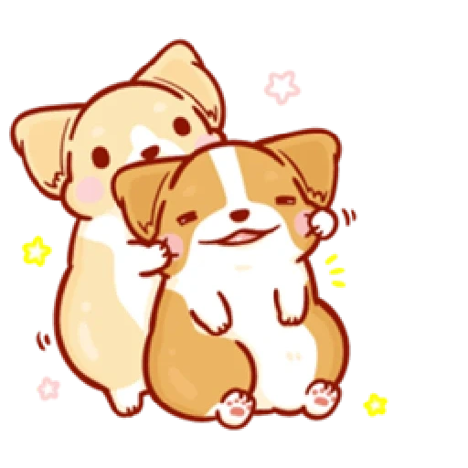 corgi, corgi corgi, dibujo de corgi, dibujos del kawa del perro, dibujos animados de dibujo de corgi