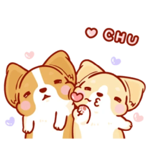 corgi, chiens kawaii, dessins du kawa du chien, les chats kawaii adorent le nouveau