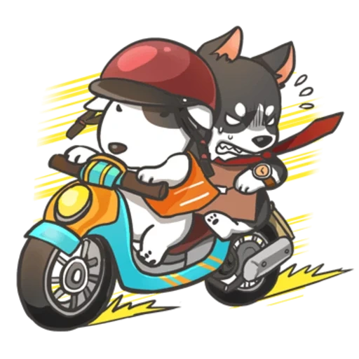sepeda motor, bergambar sepeda motor, seni sepeda motor anjing, gambar sepeda motor yang lucu, ilustrasi kucing maria eleanor48