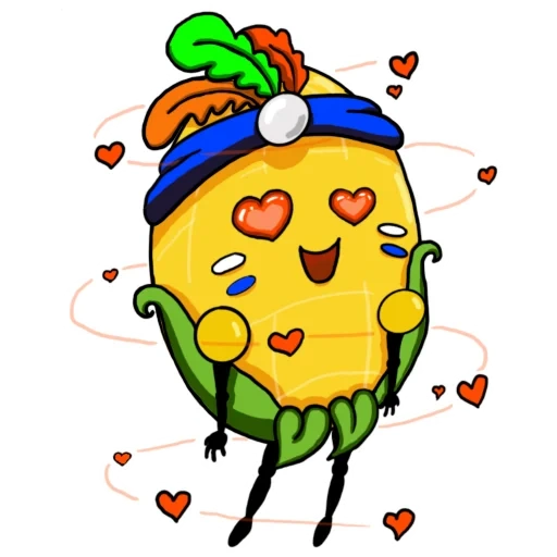a pineapple, clipart, corn, characters
