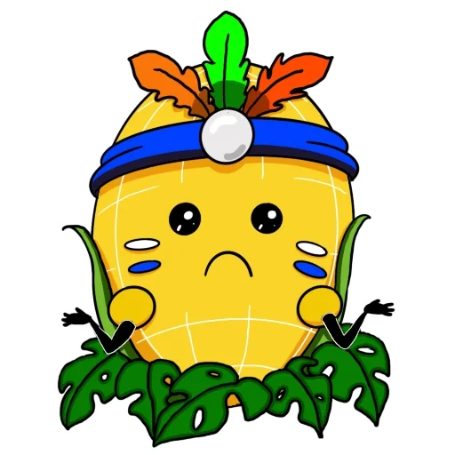 milho, personagem, correio de abacaxi sorridente