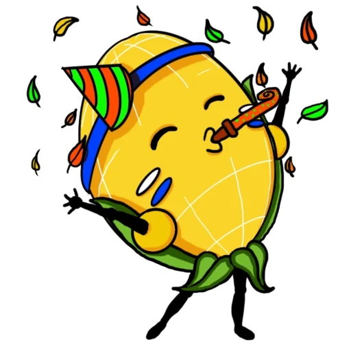 lemon, jagung, karakter, stiker lemon