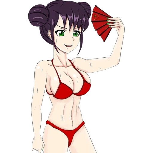 biquíni de anime, anime girls, personagens de anime, maiô de arte de anime, tenten swimsuit 18