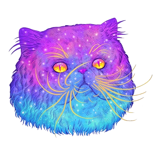 gato cósmico, gato espacial, gato cósmico, arte del gato espacial, cara de gato púrpura
