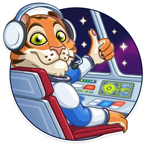 tiger, und raum, kosmischer tiger, der pilot des raumschiffs