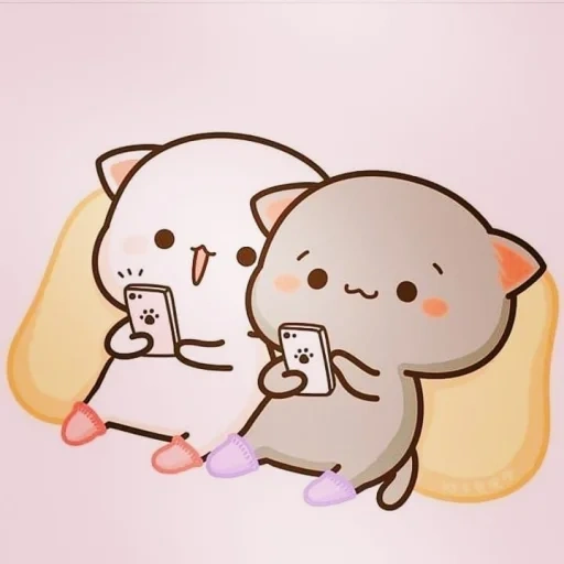 gato kavai, gatos kawaii, kitty chibi kawaii, lindos dibujos de kawaii, kawaii gatos una pareja