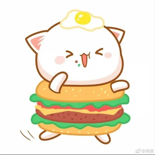 katiki kavai, gato kawaii, gatos kawaii, lindos dibujos de kawaii, kawai kotik hamburger