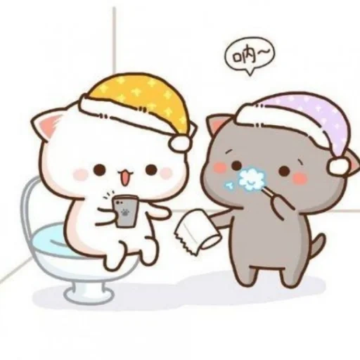 gatos chibi, gato kawaii, kawaii gatitos, lindos dibujos de kawaii, kawaii gatos una pareja