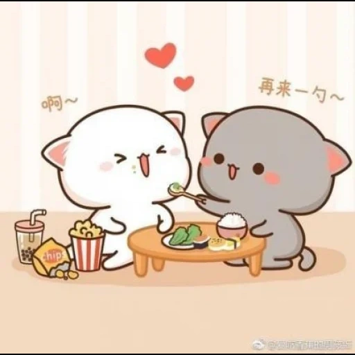 gato kawaii, kitty chibi kawaii, lindos dibujos de kawaii, kawaii cats love, kawaii gatos una pareja