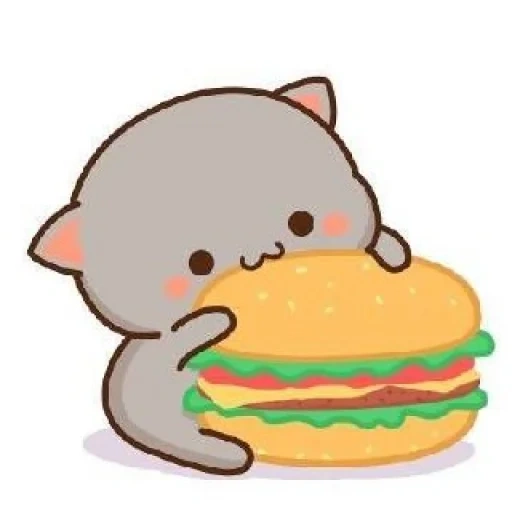 kawaii, gato kawaii, hamburguesa de kawaii, kitty chibi kawaii, lindos dibujos de kawaii