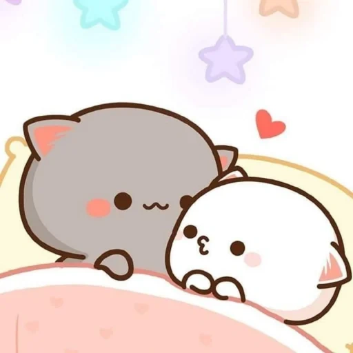 mochi mochi durazno gato, encantadores gatos kawaii, kawaii cats love, kawai chibi cats love