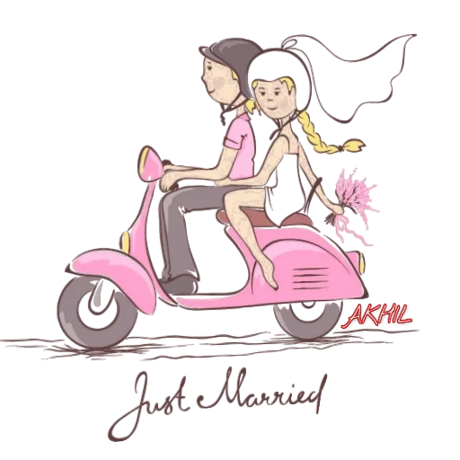 couple illustration, kikscusterist drawing, vector illustrations, two motorcycles drawing, bride groom motorcycle drawing