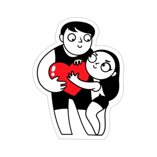 cinta, sepasang, pecinta, pecinta, stiker hitam dan putih kekasih