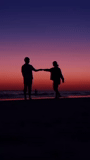 par, puesta de sol, oscuridad, romance, pareja feliz
