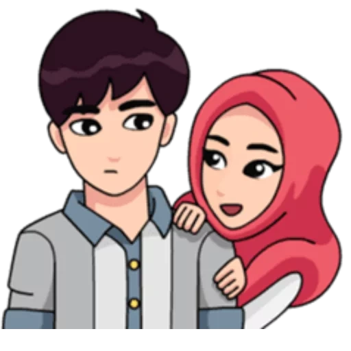исламские, мусульманские, hijab cartoon, мусульманская пара, 3 d муслим парень девушка