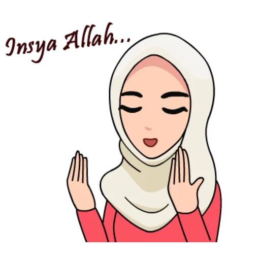 girl, hijab cartoon, muslim women's headscarf, muslim pattern, greetings from muslims