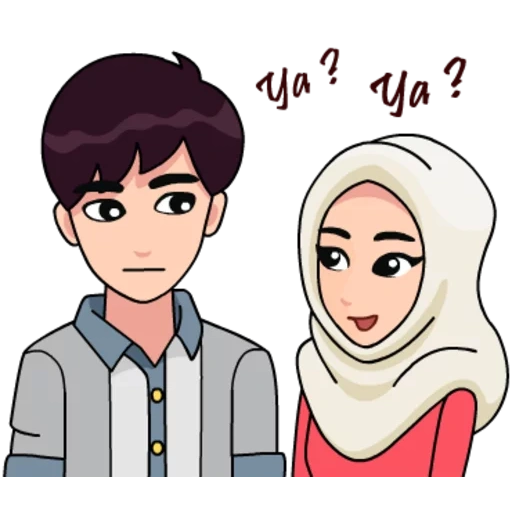 jovem, islâmico, muçulmano, 3 d musimano menino, desenho de casal muçulmano