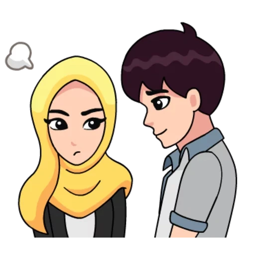 islámico, musulmán, pareja musulmana, familia musulmana de anime, dibujo de pareja musulmana